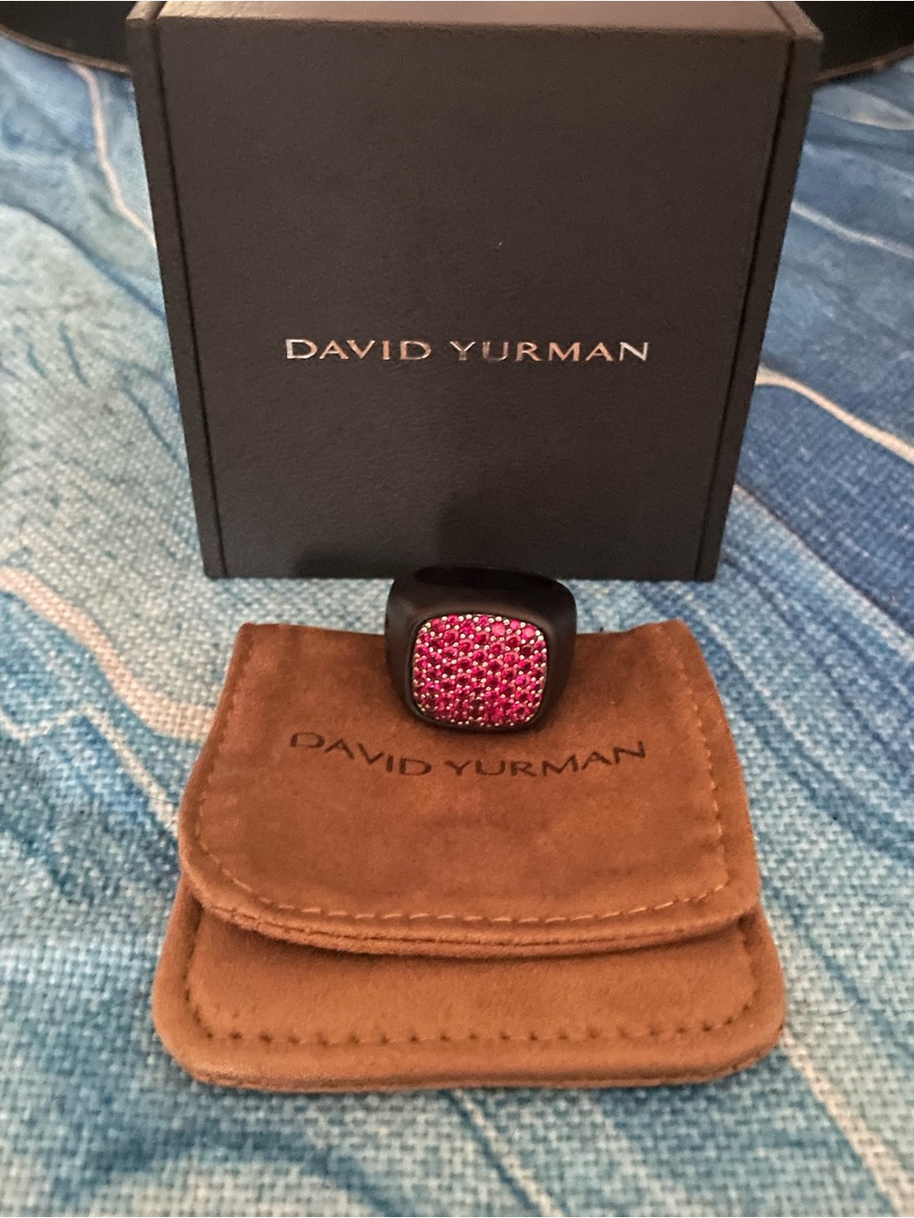 David Yurman Red Ruby Pavé Cushion Ring AUTHENTIC! 8.5